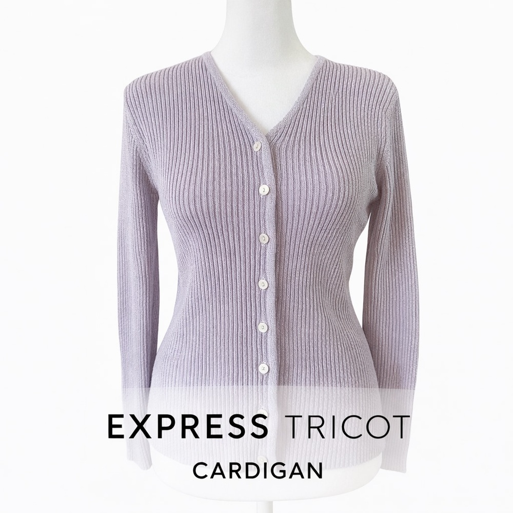 Express Light Purple Ribbed Cardigan 1-of-kind hand dyed.